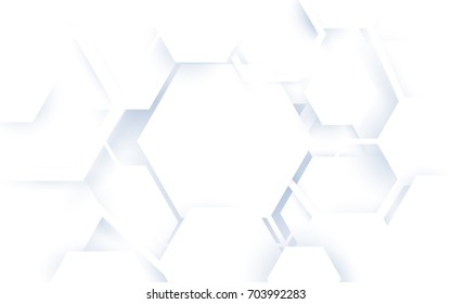 Abstract white hexagons geometric shape repeating background