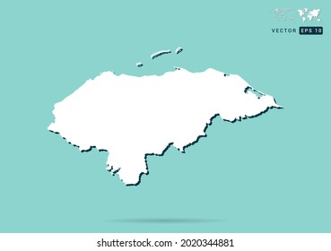 Resumen de mapa blanco de Honduras y sombra negra sobre el vector de fondo verde.