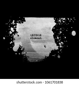 Abstract white ink wash painting Black background. Grunge texture. Vector illustration