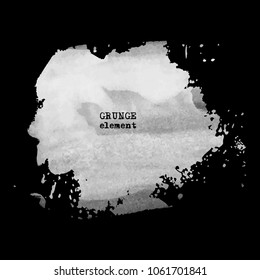 Abstract white ink wash painting Black background. Grunge texture. Vector illustration