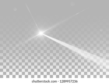 Abstrakter weißer Laserstrahl. Einzeln auf transparentem Hintergrund. Vektorgrafik, eps10.