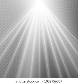 Abstract white laser beam. Transparent isolated on black background. Vector illustration. the lighting effect. floodlight directional