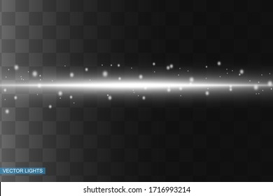 Abstract white laser beam. Transparent isolated on black background. Vector illustration.the lighting effect.floodlight directional