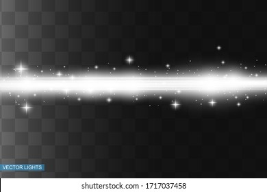 Abstract white laser beam. Transparent isolated on black background. Vector illustration.the lighting effect.floodlight directional