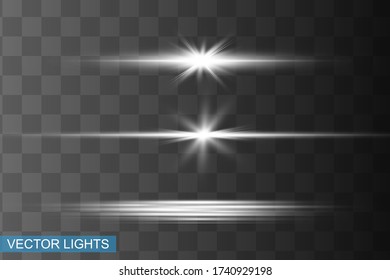 Abstract white laser beam. Transparent isolated on black background. Vector illustration.the lighting effect.floodlight directional