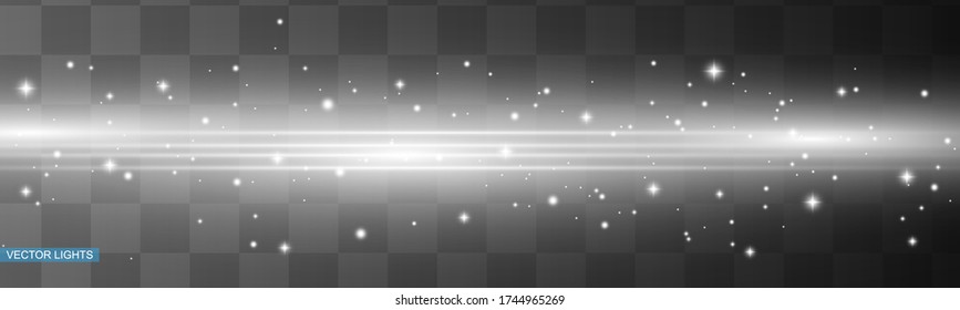 Abstract white laser beam. Transparent isolated on black background. Vector illustration.the lighting effect.floodlight directional