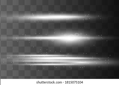 Abstract white laser beam. Transparent isolated on black background. Vector illustration.the lighting effect.floodlight directional