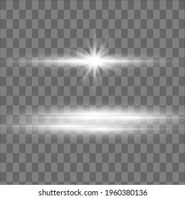 Abstract white laser beam. Transparent isolated on black background. Vector illustration.the lighting effect.floodlight directional