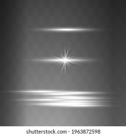Abstract white laser beam. Transparent isolated on black background. Vector illustration.the lighting effect.floodlight directional