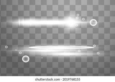 Abstract white laser beam. Transparent isolated on black background. Vector illustration.the lighting effect.floodlight directional