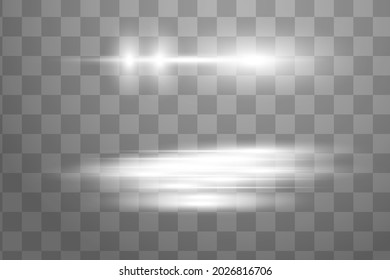 Abstract white laser beam. Transparent isolated on black background. Vector illustration.the lighting effect.floodlight directional