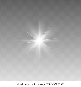 Retrato de rayo láser blanco. Transparente aislado en el fondo negro. Ilustración del vector.el efecto de iluminación.alumbrado directo