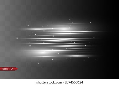 Abstrakter weißer Laserstrahl. Transparent einzeln auf schwarzem Hintergrund. Vektorgrafik.der Lichteffekt.Flutlichtrichtung
