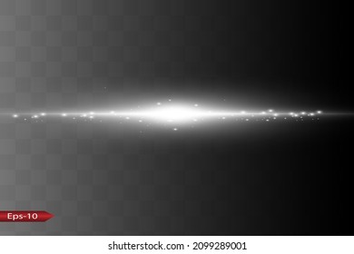 Abstract white laser beam. Transparent isolated on black background. Vector illustration.the lighting effect.floodlight directional