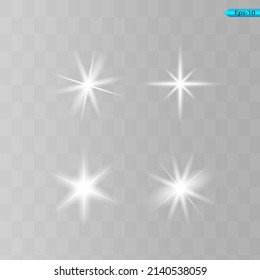 Abstract white laser beam. Transparent isolated on black background. Vector illustration.the lighting effect.floodlight directional