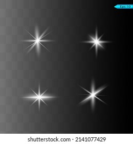 Abstract white laser beam. Transparent isolated on black background. Vector illustration.the lighting effect.floodlight directional