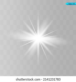 Abstract white laser beam. Transparent isolated on black background. Vector illustration.the lighting effect.floodlight directional