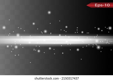 Abstract white laser beam. Transparent isolated on black background. Vector illustration.the lighting effect.floodlight directional