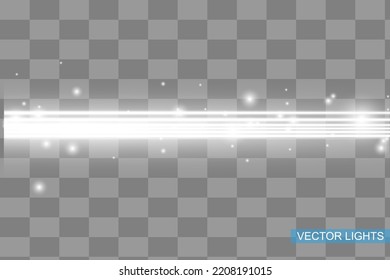 Abstract white laser beam. Transparent isolated on black background. Vector illustration.the lighting effect.floodlight directional
