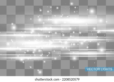 Abstract white laser beam. Transparent isolated on black background. Vector illustration.the lighting effect.floodlight directional