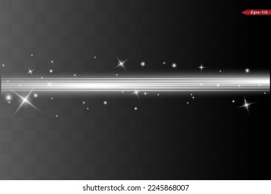 Abstract white laser beam. Transparent isolated on black background. Vector illustration.the lighting effect.floodlight directional