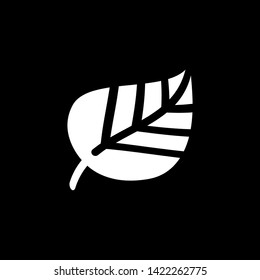 Abstract white leaf logo icon vector design. White emblem, design concept, logo, logotype element for garden, plant, nature and ecology. Isolated on black background. Vector Illustration