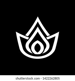 Abstract white leaf logo icon vector design. White emblem, design concept, logo, logotype element for garden, plant, nature and ecology. Isolated on black background. Vector Illustration