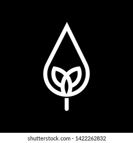 Abstract white leaf logo icon vector design. White emblem, design concept, logo, logotype element for garden, plant, nature and ecology. Isolated on black background. Vector Illustration