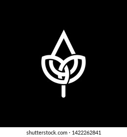 Abstract white leaf logo icon vector design. White emblem, design concept, logo, logotype element for garden, plant, nature and ecology. Isolated on black background. Vector Illustration