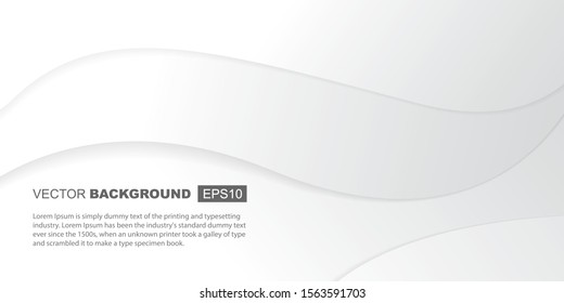 Abstract White to Light Gray Gradient Background with Elegant Waves for Your Template Design
