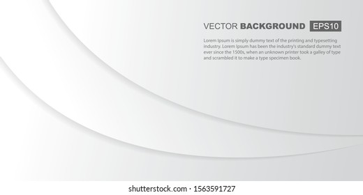 Abstract White to Light Gray Gradient Background with Elegant Waves for Your Template Design