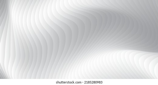 Abstract white and light gray wave  texture with smooth curve sheets overlay for luxury modern background. Vector illustration.