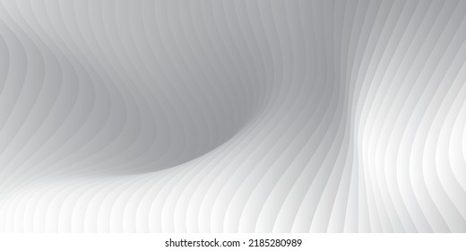 Abstract white and light gray wave  texture with smooth curve sheets overlay for luxury modern background. Vector illustration.