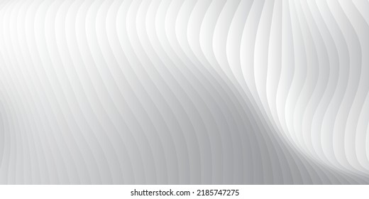Abstract white and light gray wave  texture with smooth curve sheets overlay for luxury modern background. Vector illustration.