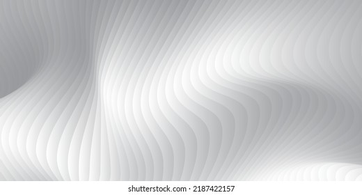 Abstract white and light gray wave  texture with smooth curve sheets overlay for luxury modern background. Vector illustration.