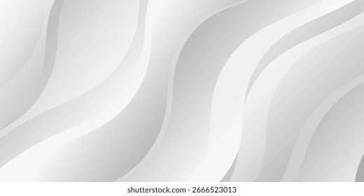 Abstrato branco e onda cinza claro moderna textura de luxo suave com vetor suave e limpo ilustração de fundo sutil.