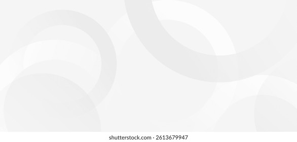 Abstract white and light grey modern background. Minimal corporate white background with geometric circle shapes.