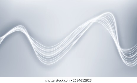 Líneas de luz blanca Abstractas sobre fondo gris con efecto de iluminación, Ilustración vectorial