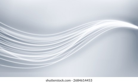 Líneas de luz blanca Abstractas sobre fondo gris con efecto de iluminación, Ilustración vectorial