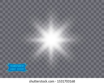 Abstract white light of the sun, star flash. Soft, glow transparent rays, silver. Vector design element on isolated background.