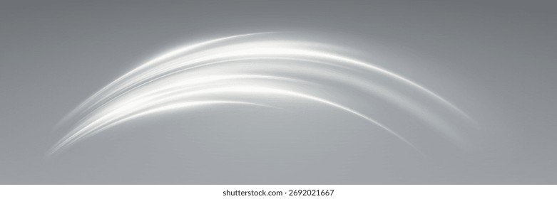 Ondas de luz branca abstratas sobre fundo cinza