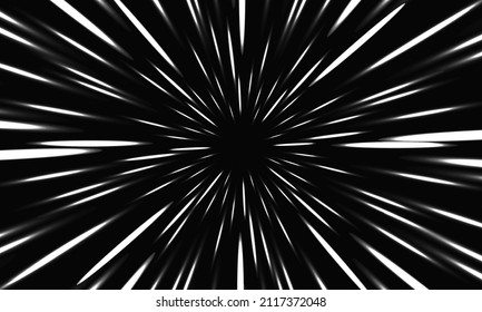 Abstract white light zoom speed dynamic on black technology futuristic background vector illustration.