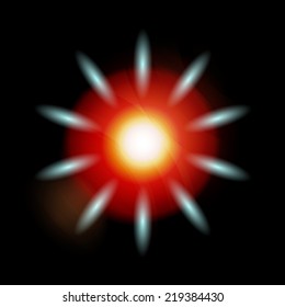 Abstract white lights arranged in circle ray