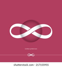 Abstract white limitless icon on retro wine red background. Vector illustration