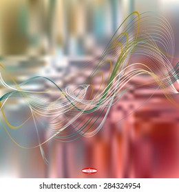 abstract white line cyan wave beige band isolated on colorful background. vector illustration