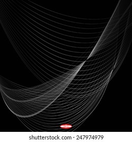 abstract white line grey wave gray band on black background vector