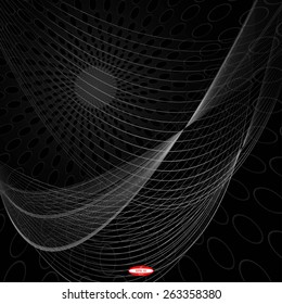 abstract white line grey wave gray band with ellipses on black background vector
