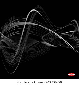 abstract white line grey wave gray band isolated on black background.vector illustration 