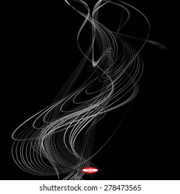 abstract white line grey wave gray band isolated on black background. vector illustration