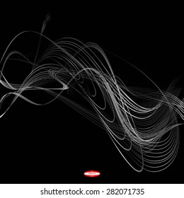 abstract white line grey wave gray band isolated on black background. vector illustration